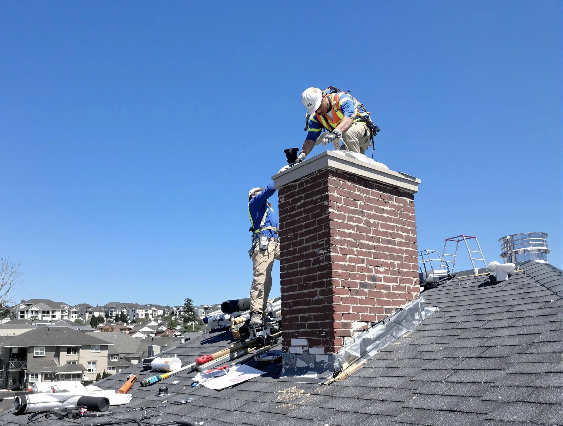 Grantsville Chimney Sweep repairing a chimney crown in Grantsville, UT