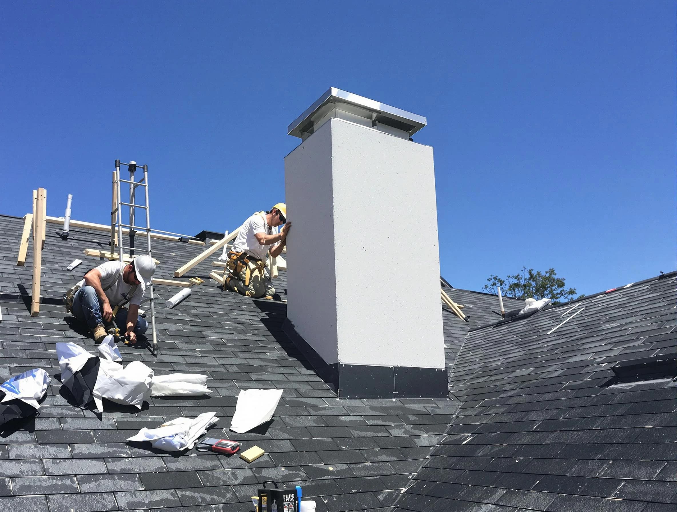 Grantsville Chimney Sweep crew installing a new chimney in Grantsville, UT