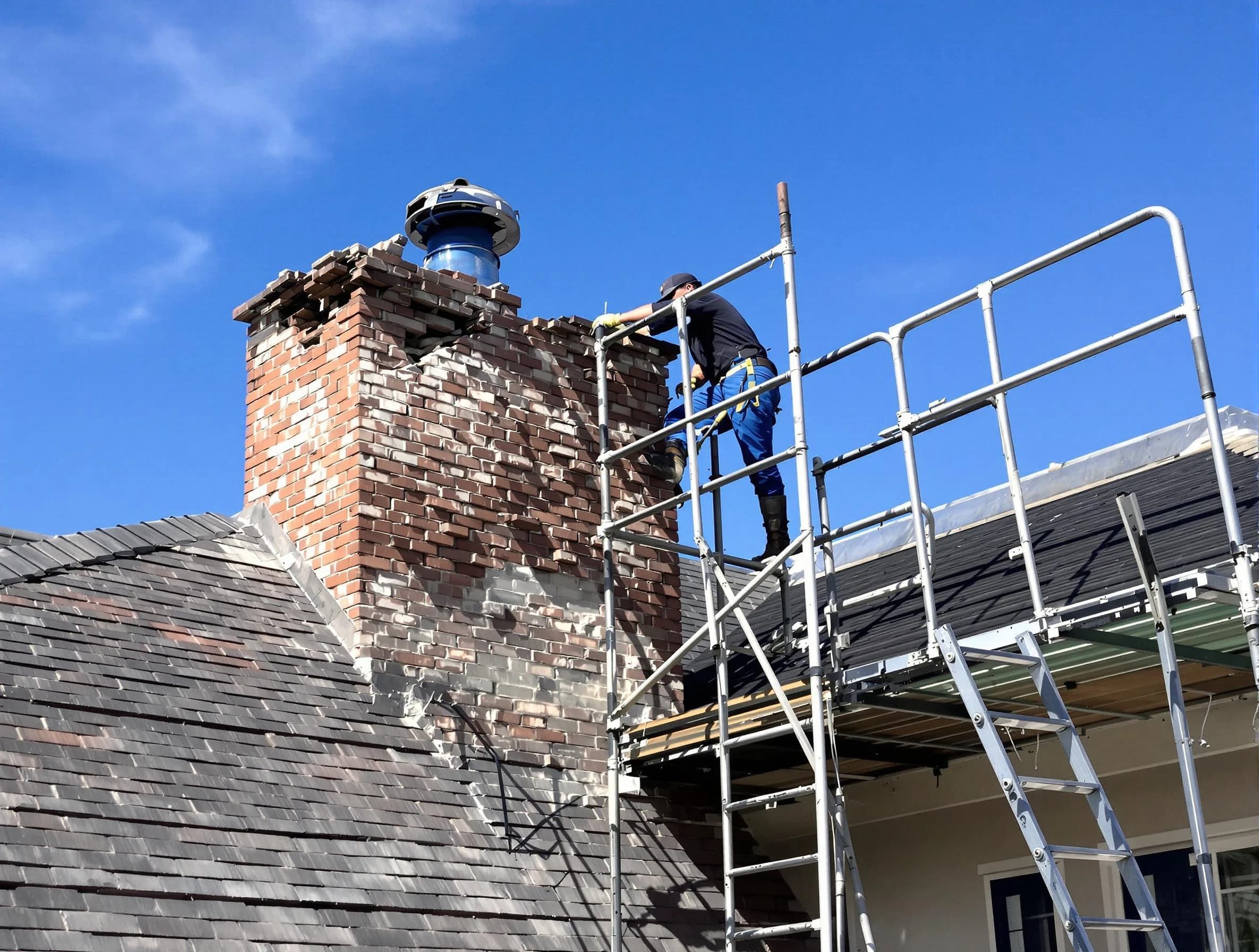 Rebuilding a chimney structure by Grantsville Chimney Sweep in Grantsville, UT
