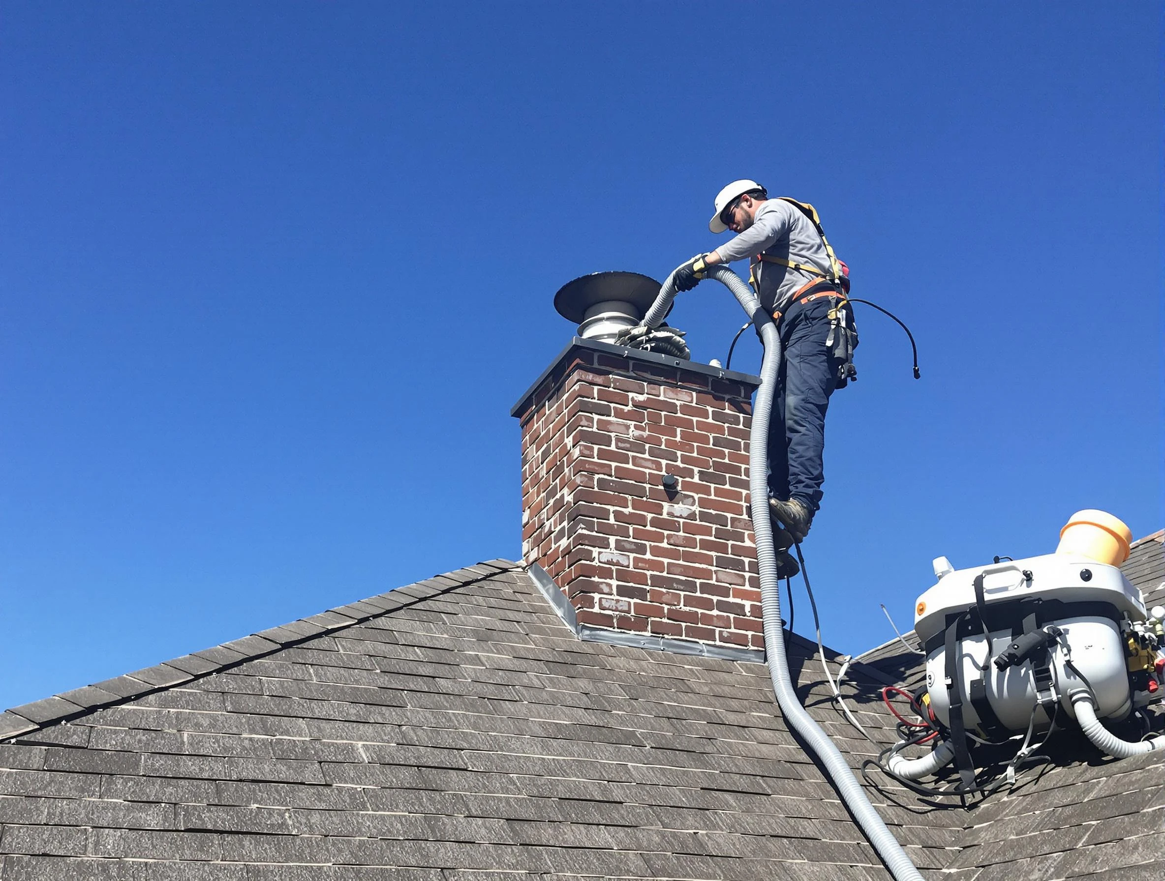 Dedicated Grantsville Chimney Sweep team member cleaning a chimney in Grantsville, UT