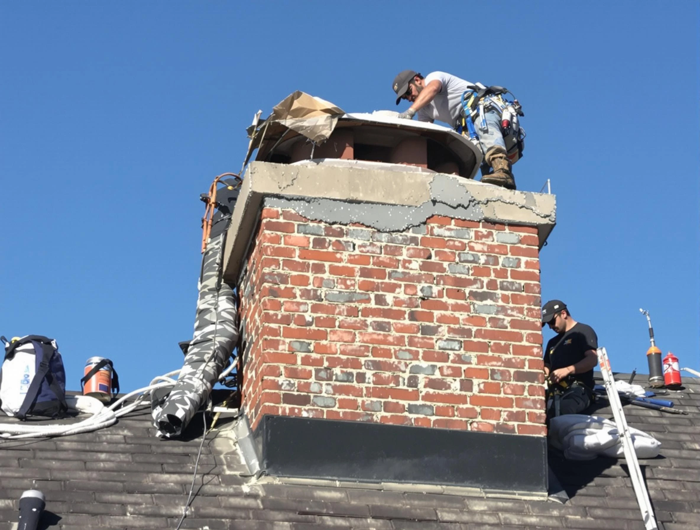 Grantsville Chimney Sweep installing a custom chimney crown in Grantsville, UT
